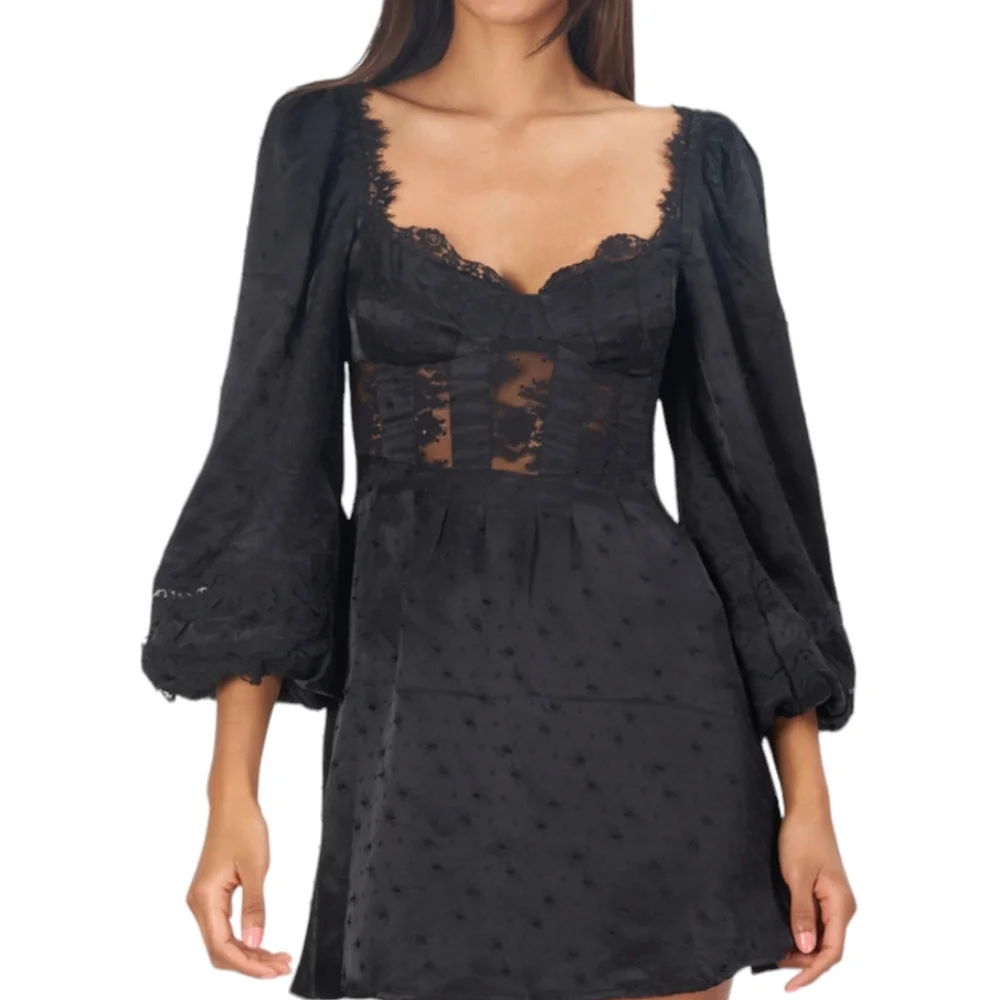For Love and Lemons Natalie Mini Dress Black Size Medium New With Tags - Picture 1 of 10